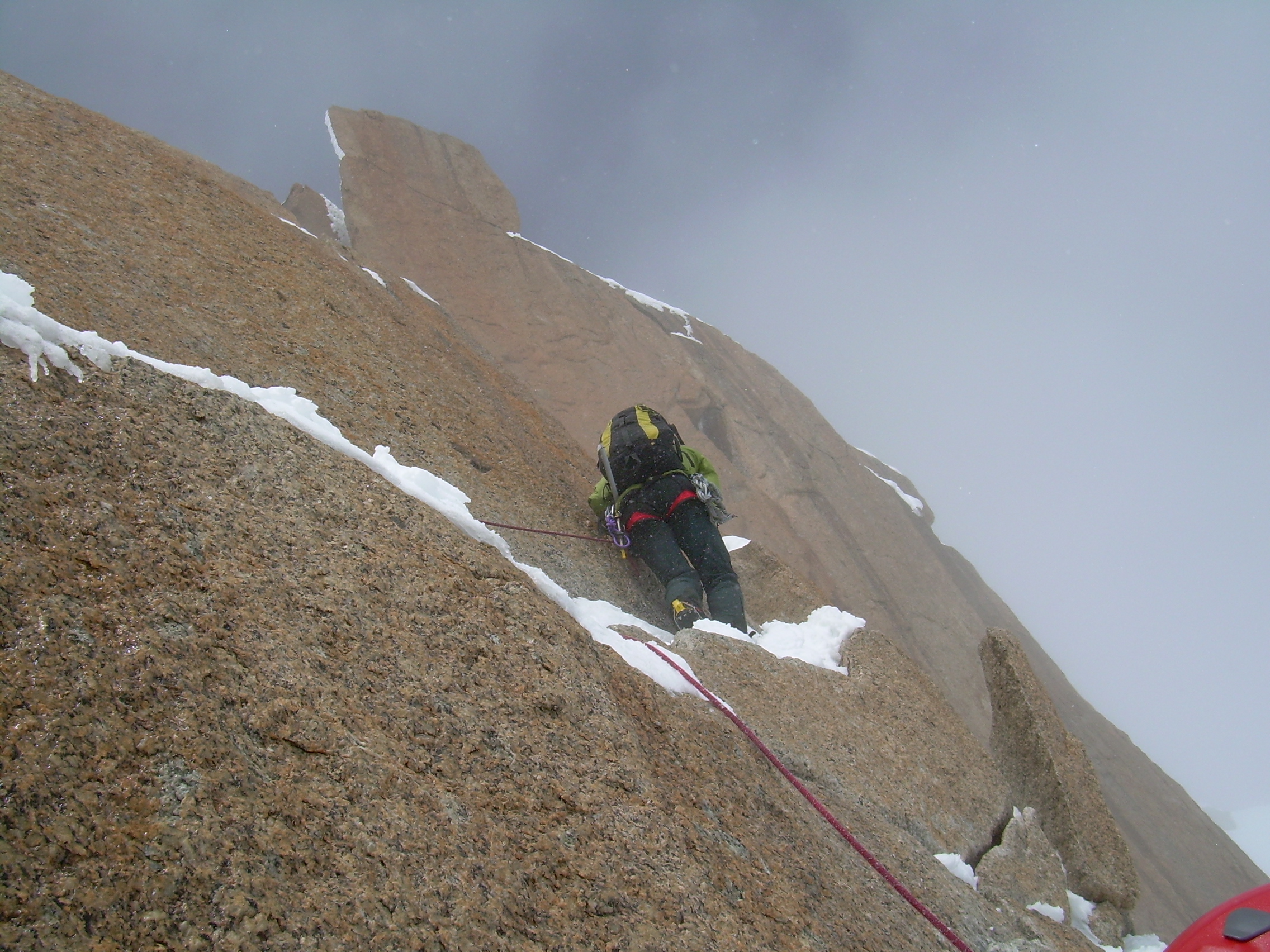 Remy leading crux, Cosmiques Arete.JPG